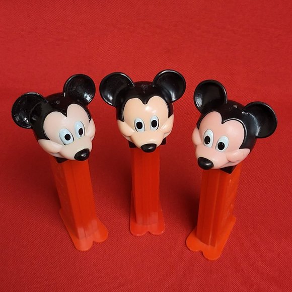 Vintage Mickey Mouse Pink Face Pez Dispensers Set of 3 - Picture 6 of 14